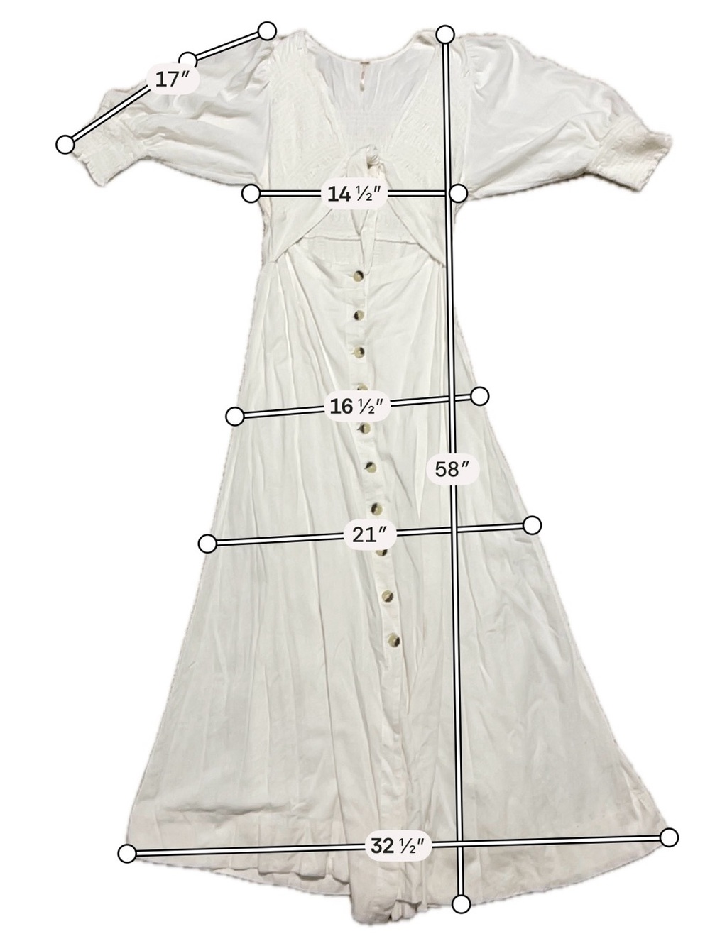 Free People String Of Hearts White Maxi Dress Smocked Front Cut Out Medium - Picture 5 of 8